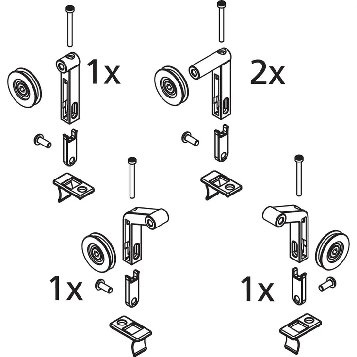 Kermi EBCC018 Set Rollen/Haken, silber hochglanz für Badewannen & Duschen
