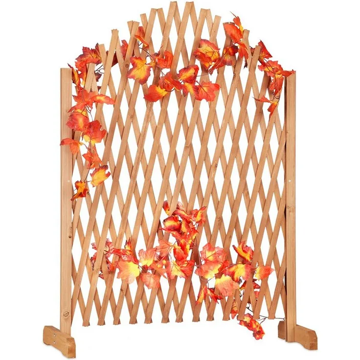 relaxdays Rankgitter Holz ausziehbar, freistehende Rankhilfe für Kletterpflanzen, Braun