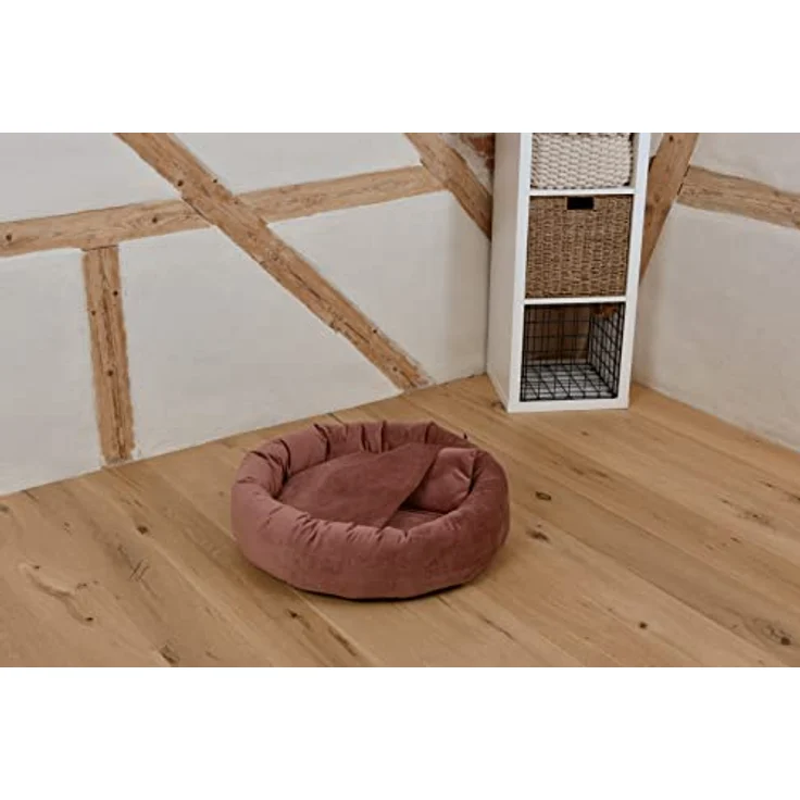 Rohrschneider Hundekissen Kuschelhöhle Denver Samt S-M-L mit Hundekotbeutelset (L, Rosé) - Vielseitiges Hundebett aus hochwertigem Samtstoff – Bild 5