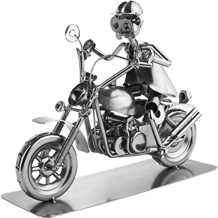 BRUBAKER Schraubenmännchen Motorradfahrer - Metallfigur Handarbeit - Motorrad Geschenk – Bild 3