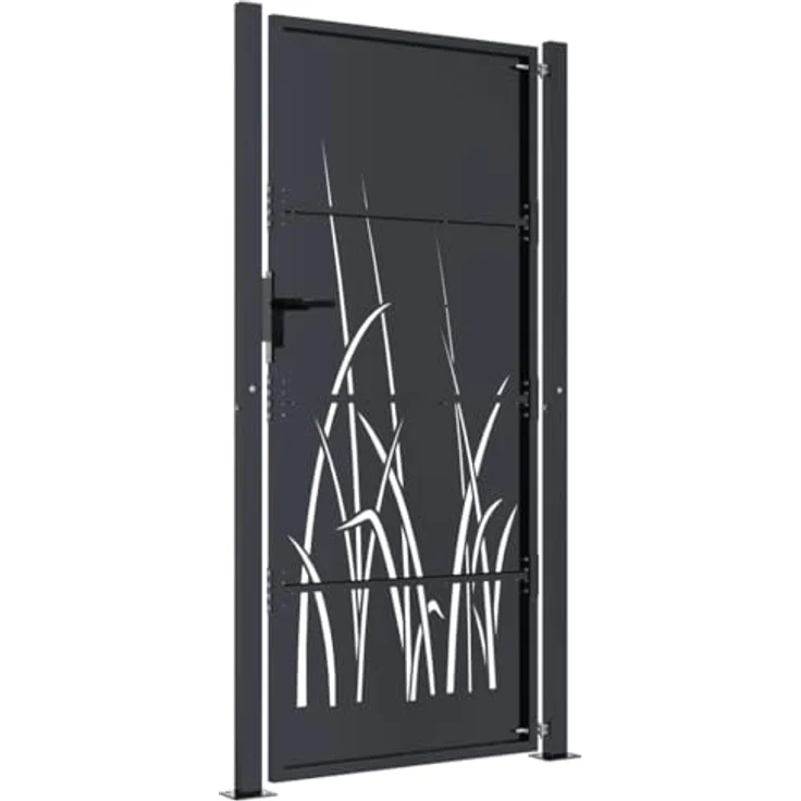 vidaXL Gartentor Anthrazit 105x180 cm Stahl Gras-Design Abschließbar 3 Schlüssel – Bild 5