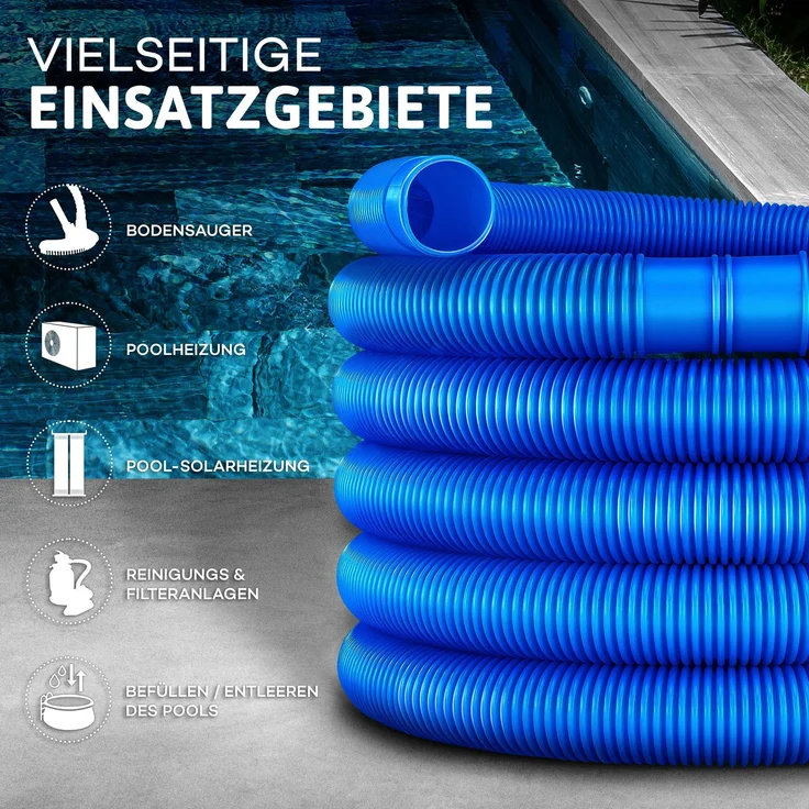 tillvex Poolschlauch Made in Germany | Schwimmbadschlauch mit Muffen | Solarschlauch für Pool und Schwimmbecken | Saugschlauch | Pumpenschlauch | flexibler Wasserschlauch (Blau, 50m / 32mm) – Bild 2