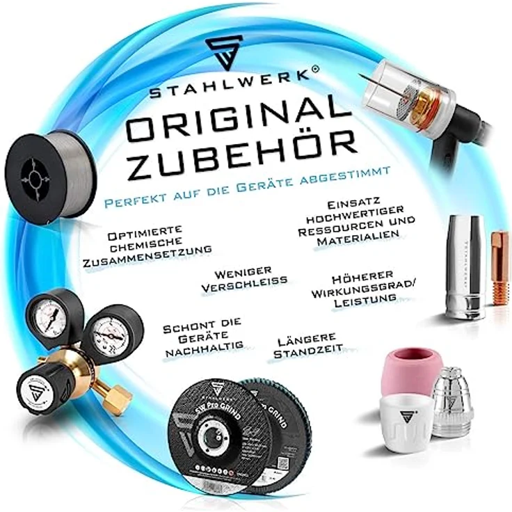 STAHLWERK WP-26 WIG Schweißzubehör Verschleißteile Spannhülsen Gehäuse Keramikdüsen WP26 Set 26-tlg – Bild 4
