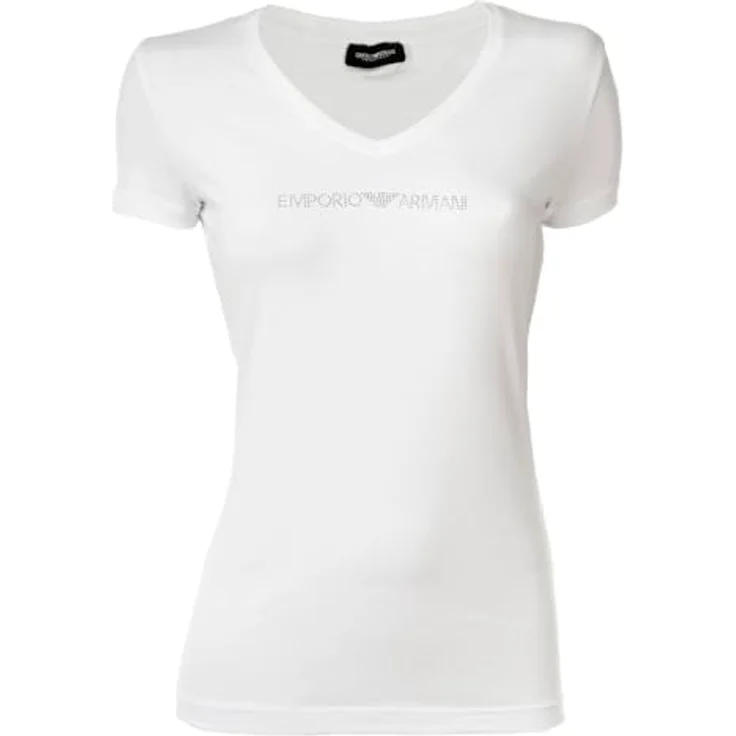 Emporio Armani Damen Shirt T-Shirt Homewear figurbetont aus weicher Baumwolle, Rundhalsausschnitt, Weiss, (S) – Bild 2