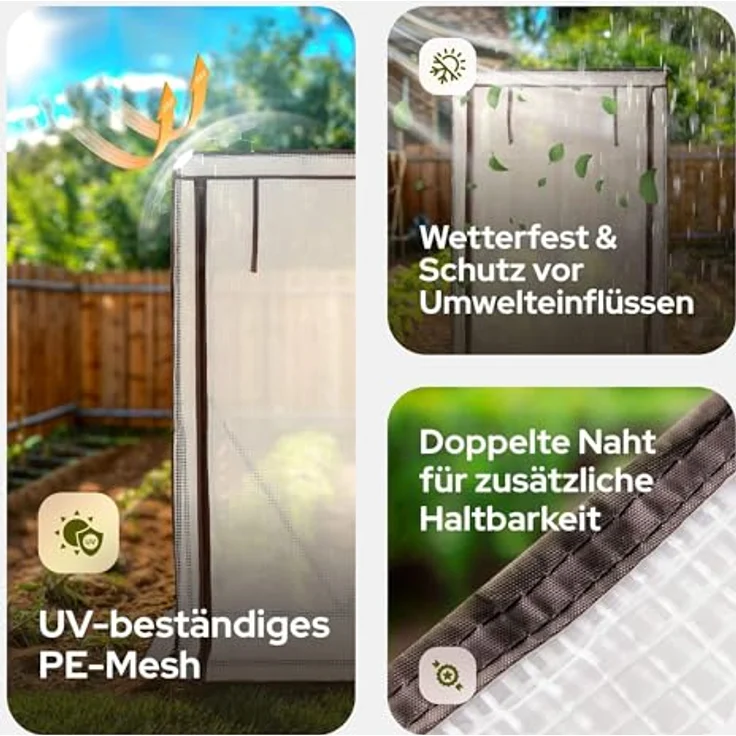 Arebos Tomatengewächshaus Foliengewächshaus | 100 x 50 x 150 cm | Stabile Konstruktion, optimale Belüftung | Gewächshausfolie, grün – Bild 4