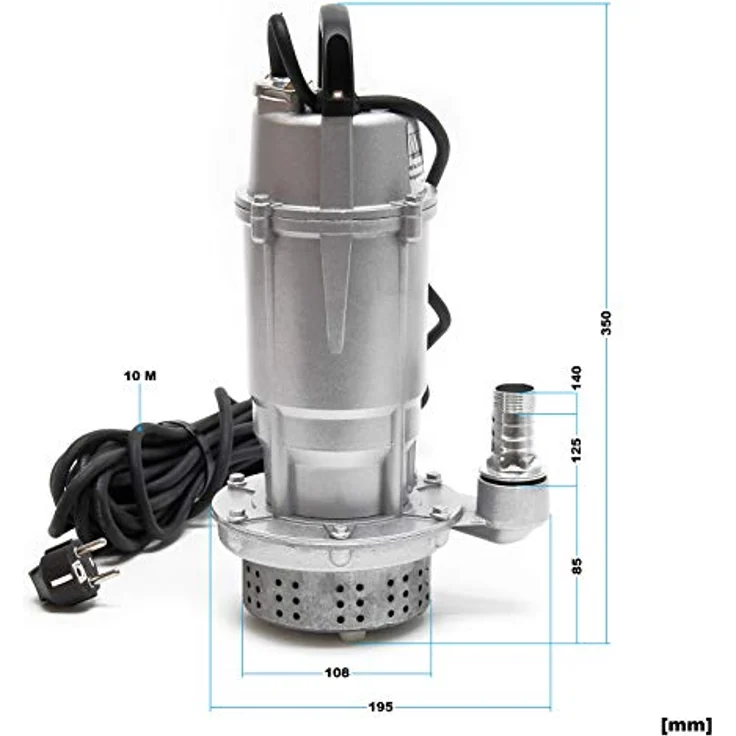 Wiltec Schmutzwasserpumpe 370 W Tauchpumpe mit 1.500 l/h Fördermenge inkl. 20 m Schlauch Pumpe - Effiziente Entwässerung, vielseitige Anwendung, robustes Design, einfache Handhabung, praktische Lösung – Bild 3