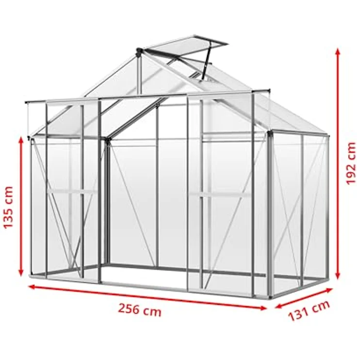 GFP Gewächshaus Orchidee 2 Alu-Rahmen 256 x 131 cm Polycarbonat Platten, Vielseitiges und geräumiges Treibhaus mit stabilem Alu-Rahmen, transparent – Bild 3
