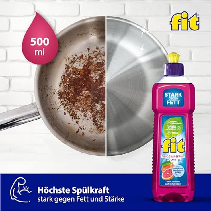 FIT Spülmittel Pink Grapefruit 500ml - Hohe Spülkraft, hautverträglich und sparsam – Bild 3