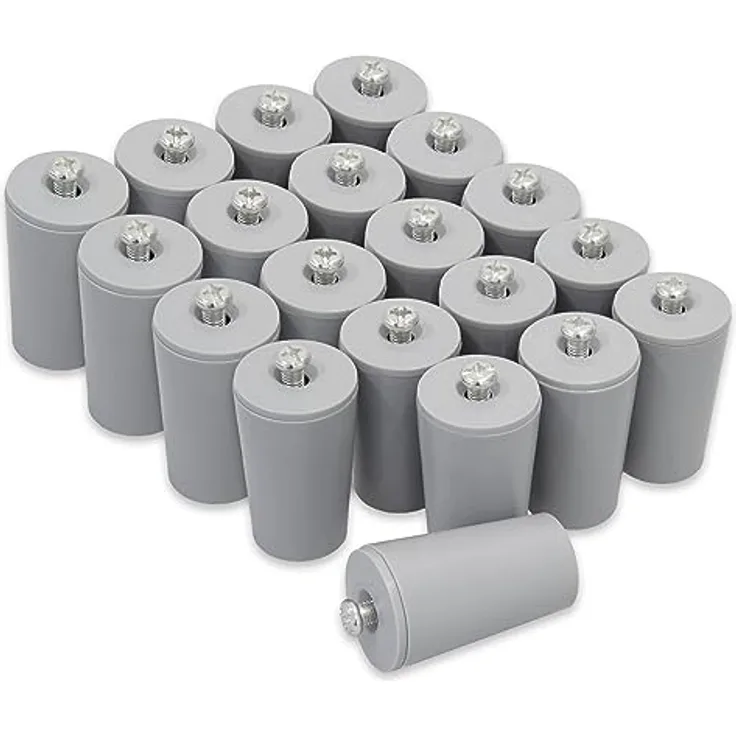ECENCE Anschlagpuffer Stopper für Rollladen, 20er Set 40mm inkl. Schraube Grau, Endanschlag, Rollladen Schutz komplett
