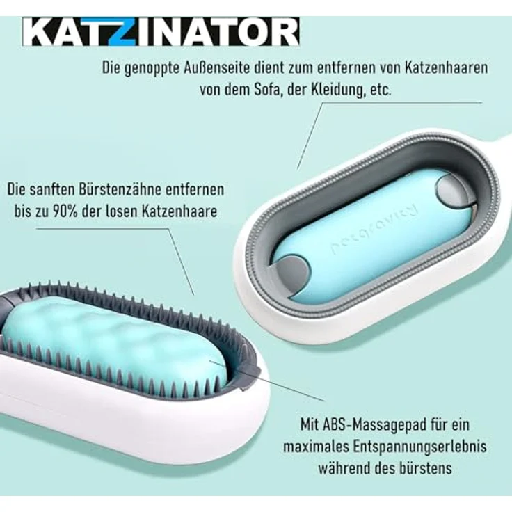 KATZINATOR Katzenbürste Fellpflegebürste Haustierbürste Fellbürste, Tierhaarentferner Fellpflege Bürste Katzen Hunde für kurz & lang Haar – Bild 3
