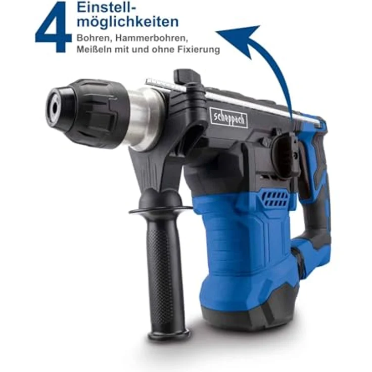 Scheppach Elektro-Bohrhammer DH1500 Plus 4in1 Funktion | 7 J Schlagkraft | 1500 W Motor | inkl. Zubehör, blau – Bild 6