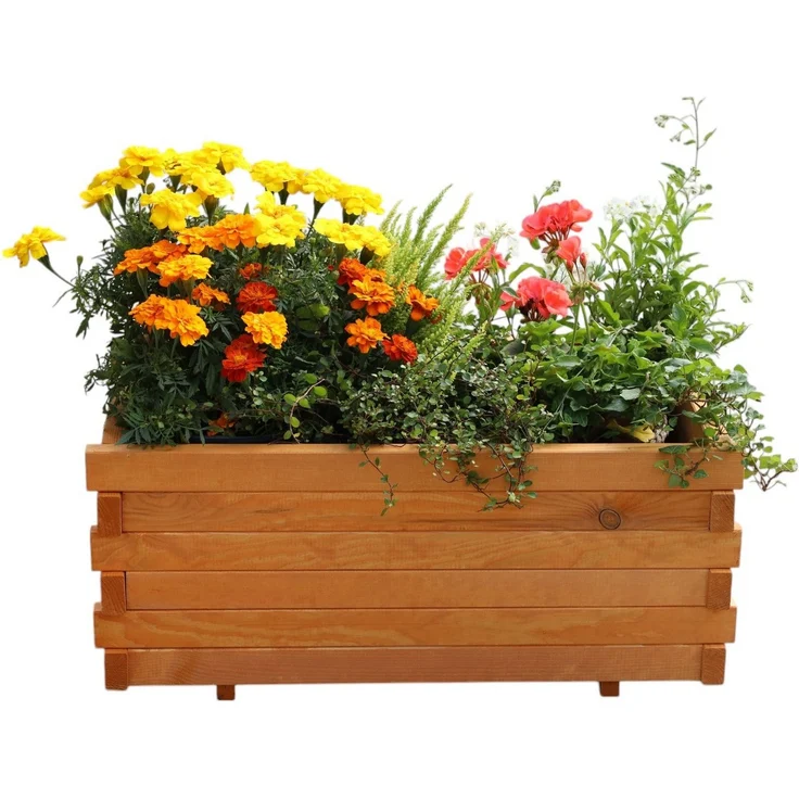 promadino Pflanzkübel Lucca, Holzwerkstoff, braun, UV-beständig, frostsicher, witterungsbeständig, BxTxH: 69x39x29,5 cm, Fassungsvermögen 45 l