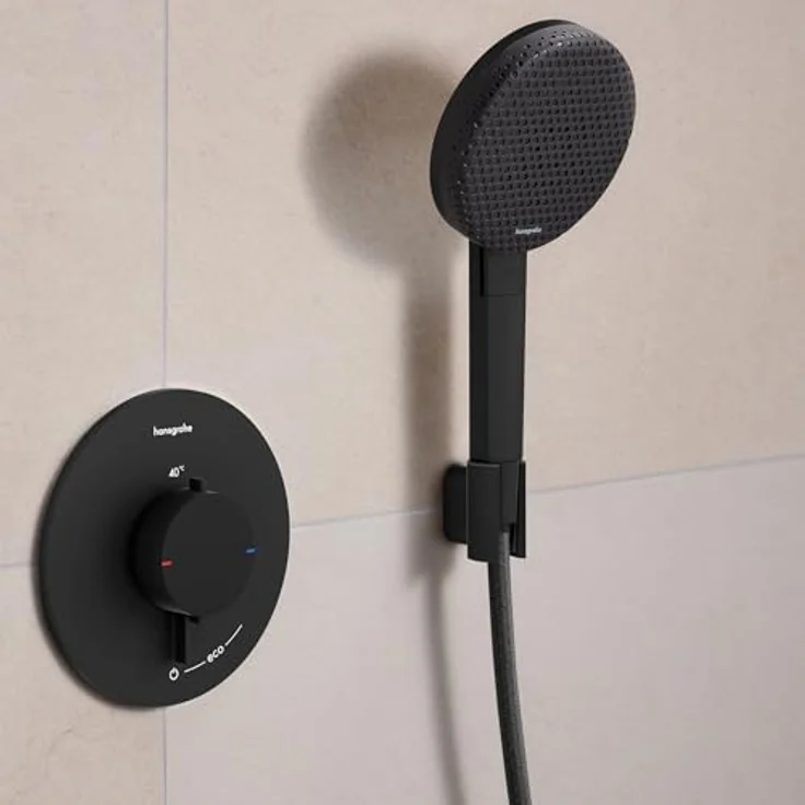 hansgrohe Porter Fine Duschkopfhalterung, mattschwarz, für Brauseschläuche mit konischer Mutter, Wandbefestigung, hochwertiges Design – Bild 4