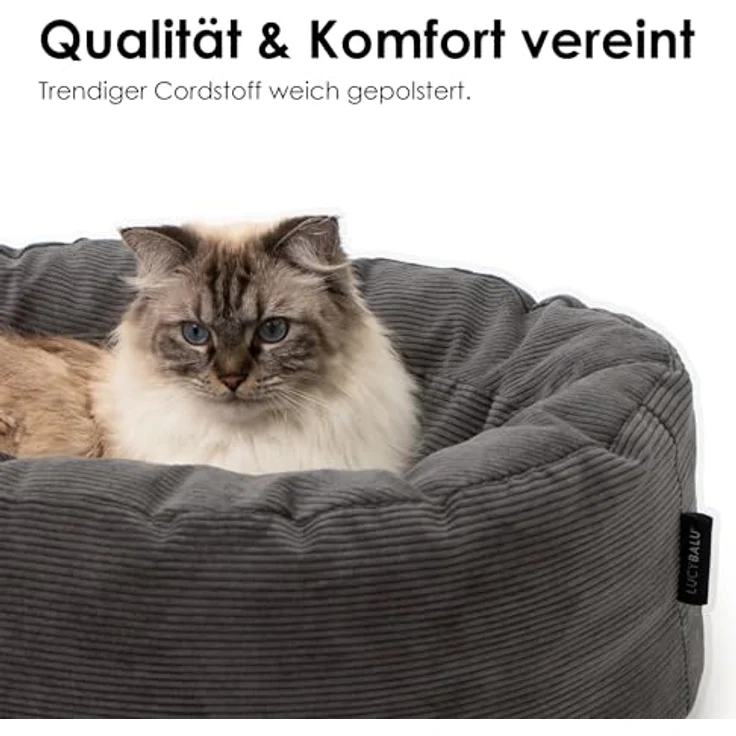 LucyBalu® Dinghy Katzenbett waschbar für kleine & große Katzen | Schlauchboot-Design | Polstermöbelqualität | Anthrazit – Bild 2