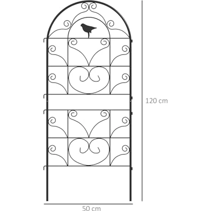 Outsunny Rankhilfe 2er Set, Rostfreies Metallspalier mit Vogeldesign, 50x120 cm für Kletterpflanzen, Schwarz – Bild 7