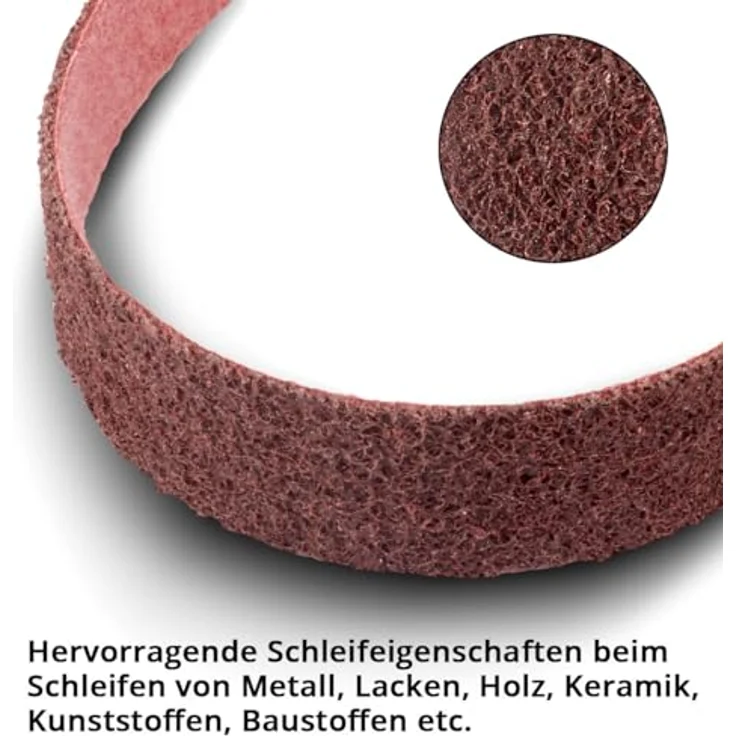 STAHLWERK Schleifvlies mittlere Körnung 40 x 760 mm Schleifband | Vliesbänder | Poliervlies | Universal-Schleifbänder | Schleifmittel in verschiedenen Farben für Rohrbandschleifer, Bandschleifer und Schleifgeräte – Bild 5