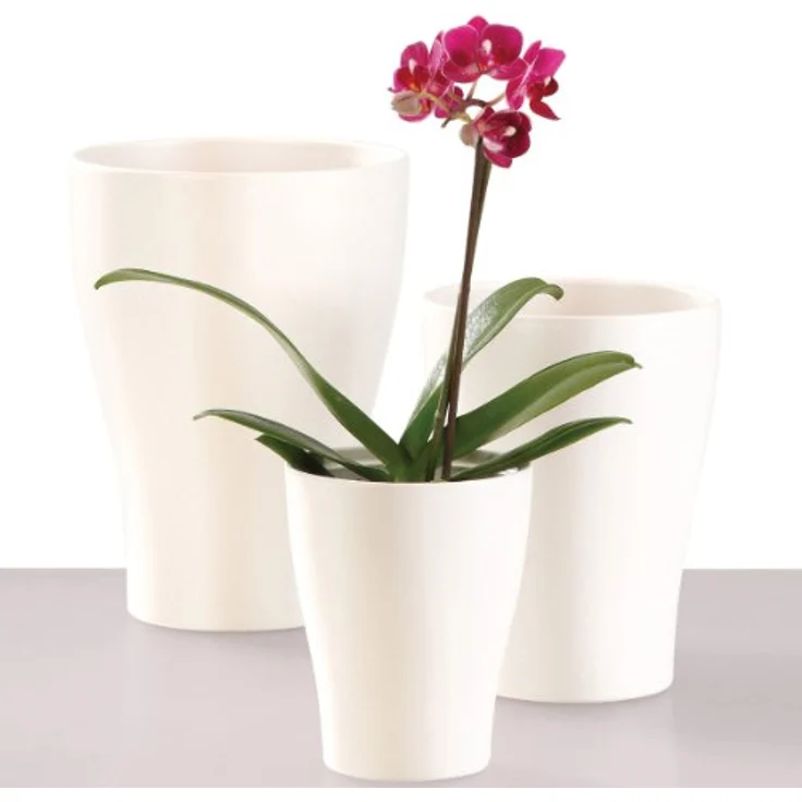Scheurich Orchideentopf 608, Keramik Übertopf Ø 10 x 13 cm, 100 % wasserdicht, Farbe panna, nachhaltig und umweltfreundlich – Bild 1