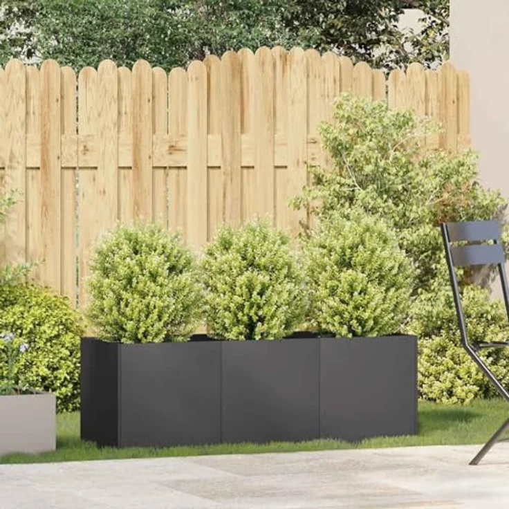 vidaXL Pflanzkübel Schwarz 120x40x40 cm Kaltgewalzter Stahl, Garten-Pflanzgefäß mit viel Platz und erhöhter Stabilität – Bild 2