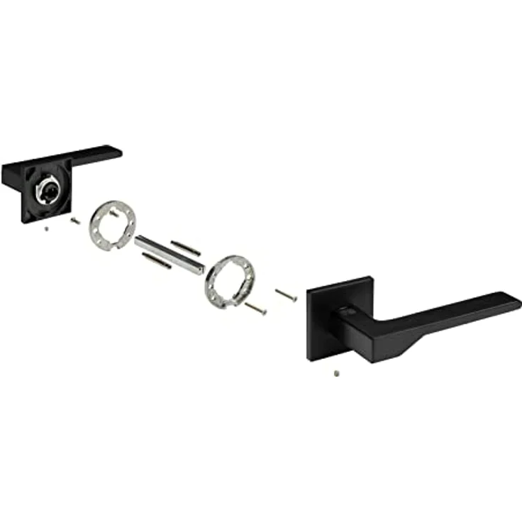 HEXIM Designer Türgarnitur Q02, matte Türklinke für WC/Bad und Zimmertüren, schwarz, Aluminium, inkl. Montagezubehör, für Türdicken 37-58 mm – Bild 4