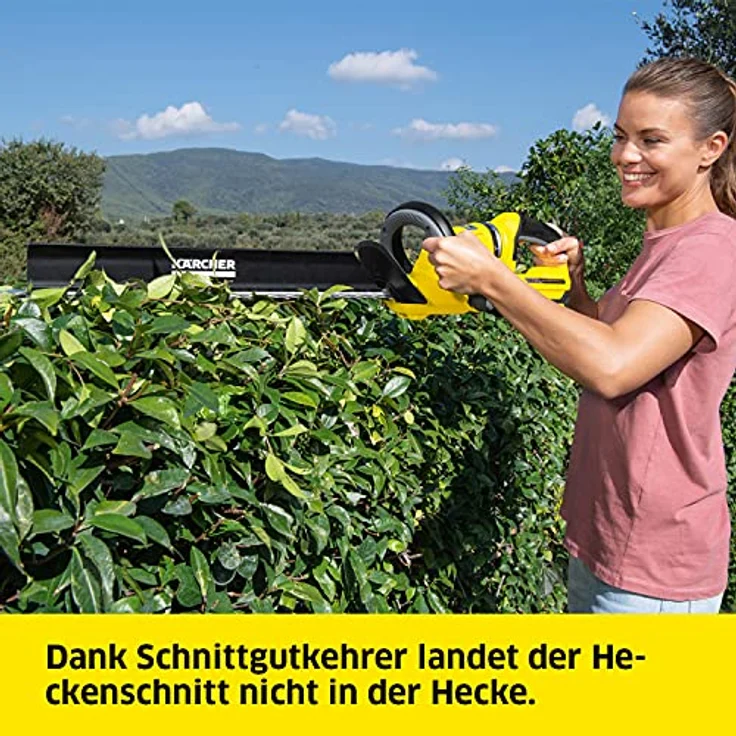 Kärcher HGE 18-50 Battery Akku-Heckenschere (inkl. Schnittgutkehrer, Leistung je Akkuladung: 325 m, Schnittlänge 50 cm, Gewicht 2,9 kg, Messerspitzenschutz, Sägefunktion) – Bild 7