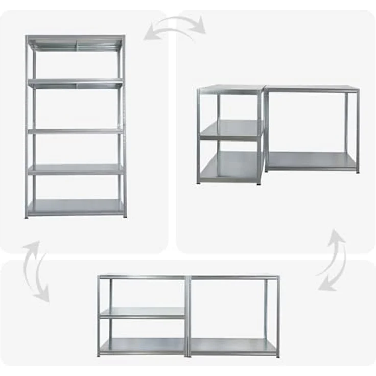 Proregal Metallregal Mega Deal Steel Eagle, Schwerlastregal mit 5 Böden, verzinkt, 180 x 100 x 60 cm, Traglast 130 kg pro Boden – Bild 6