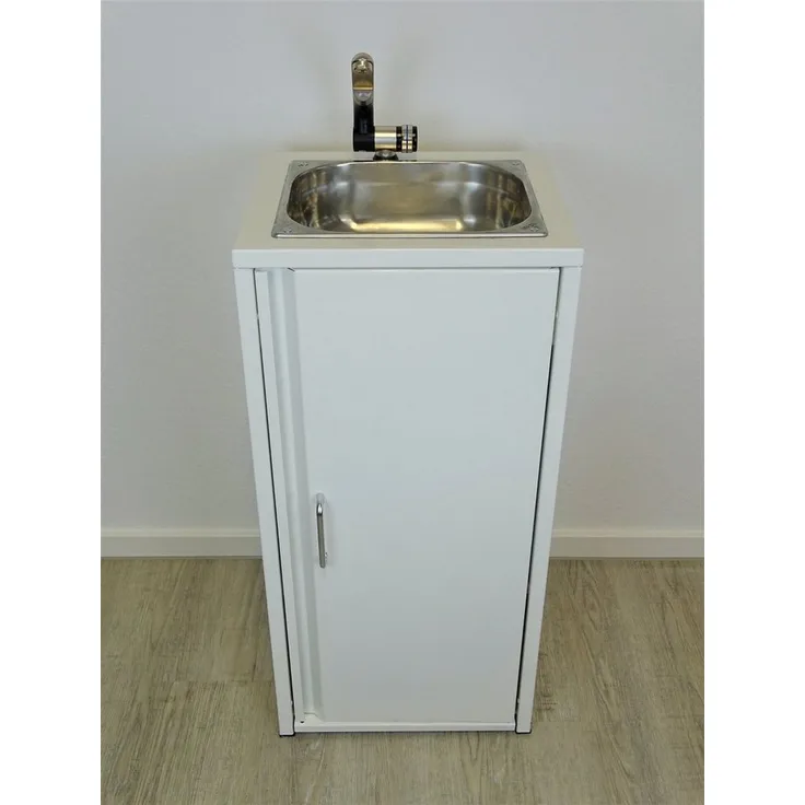 SRM Design Mobiles Waschbecken Edelstahl Camping Handwaschbecken Weiß, 15 Liter Volumen, 84x40x35 cm
