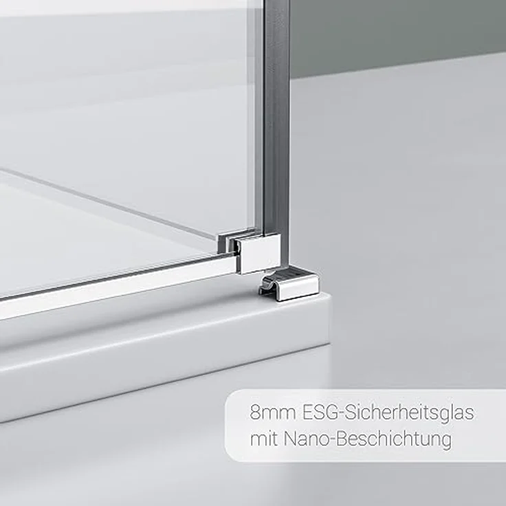 NEXTREND Eckdusche NT407, 8 mm Nano Klarglas, zwei Drehtüren nach außen, Breite wählbar, Türanschlag rechts und links 90 cm – Bild 5