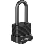 BASI | Vorhangschloss wetterfest mit hohem Bügel | Stahl Lamellen mit Kunststoffummantelung | Zylinderschutzkappe | Outdoor-Schloss witterungsfest | 2 Schlüssel