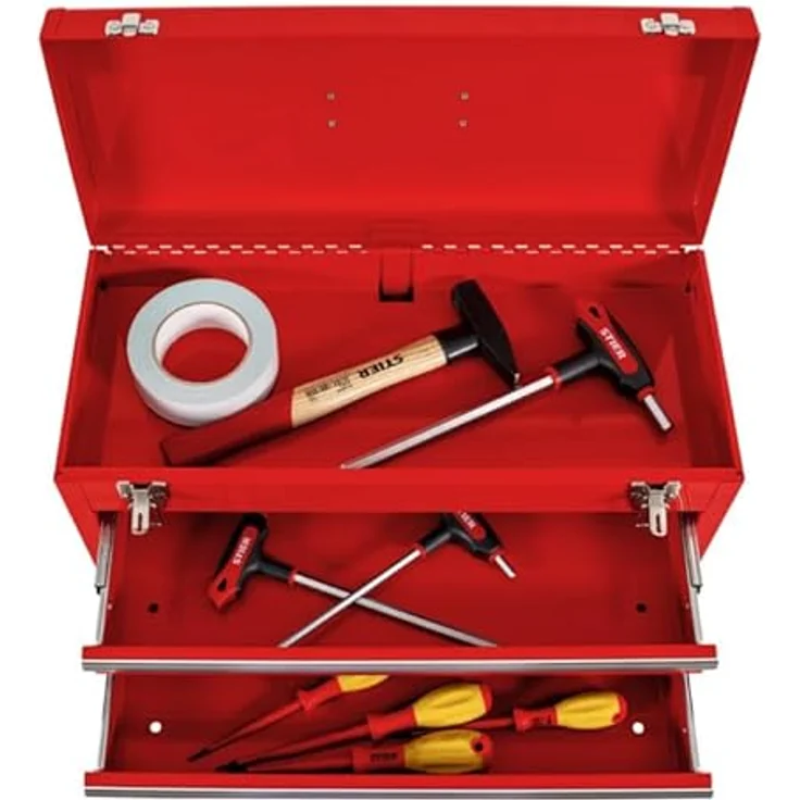 Stier Werkzeugkoffer, Werkzeugbox leer, 2 Schubläden, LxBxH 520x218x243 mm, aus stabilem Stahlblech – Bild 8
