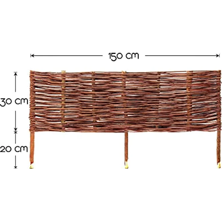 BooGardi Beetbegrenzung aus Weide · 30 cm x 150 cm 5er Set · Garten Steckzaun zur Beetumrandung · Rasenkante aus Weidengeflecht, braun – Bild 4