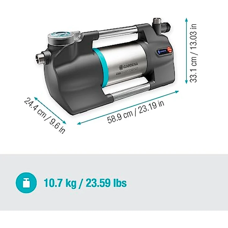 Gardena Gartenpumpe 6300 SilentComfort, Extra leise Bewässerungspumpe mit App Steuerung, Fördermenge 6300 l/h, rostfreier Edelstahl, stromsparend, wasserfest, Trockenlaufsicherung (9058-20) – Bild 3