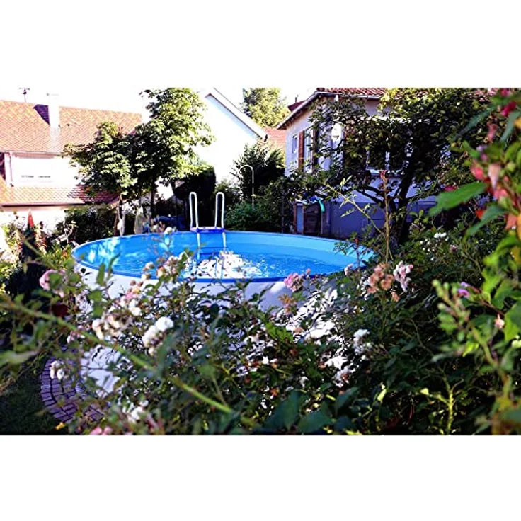 Planet Pool Stahlwandpool rund Exklusiv 400x120 cm, Stahl 0,6 mm weiß, Folie 0,6 mm blau, Einhängebiese - Preisvergleich