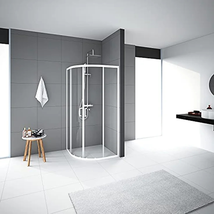 Duschkabine Marwell Factory Rund 90 x 90 x 200 cm Dusche Radius 55 cm Runddusche matt weiß – Bild 2