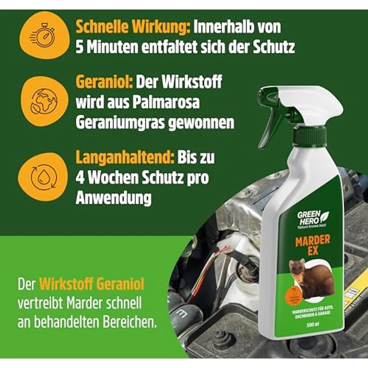 GreenHero Marderspray Marder-EX, 500 ml, tierfreundliche Marderabwehr mit ätherischen Ölen – Bild 2