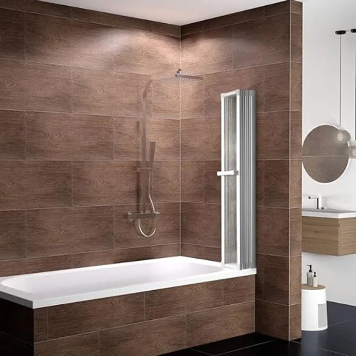 Schulte Duschwand für Badewanne faltbar, 159 x 140 cm, Kunstglas Softline hell, Alu-Natur, Made in Germany, einfacher Aufbau – Bild 4