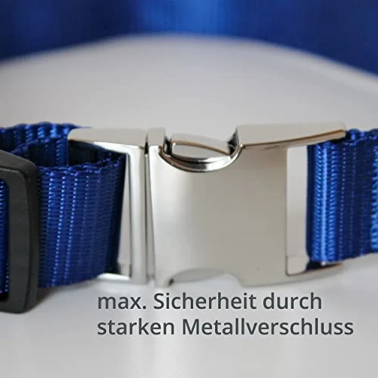 Leuchthalsband für Hunde [Das Original] Leuchtendes LED Hundehalsband zum spazieren gehen auch im Dunkeln- sehr Lange Akkulaufzeit – Sicher Dank hochwertigem Metallverschluss (M, Blau) – Bild 4