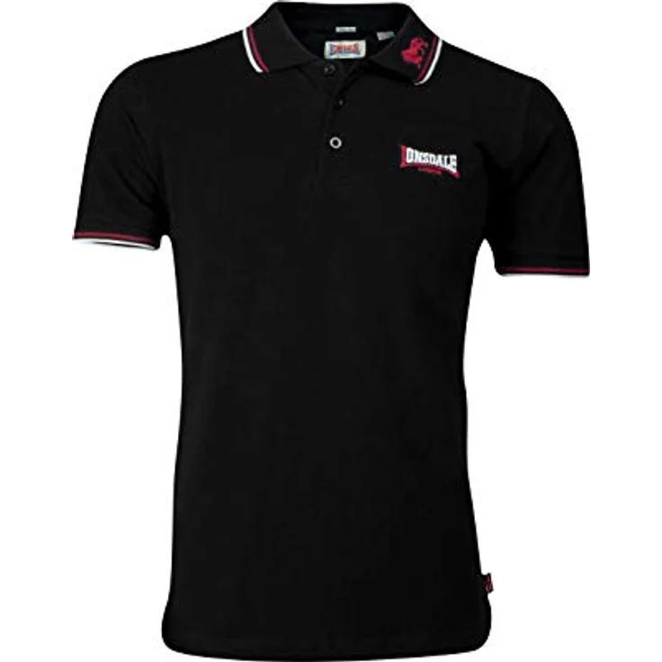 Lonsdale Poloshirt Lion, Arbeitsshirt mit farblich abgesetzten Stickereien und gestreiften Bündchen – Bild 8