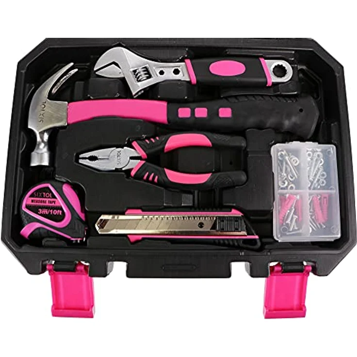 Sixtol Home Pink 88, Werkzeugkoffer mit 88 Teilen, verchromtem Kohlenstoffstahl, kompakte Größe 34 x 24 x 8 cm – Bild 3