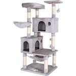 lionto Kratzbaum Kletterbaum Katzenkratzbaum Katzenbaum Höhe 140 cm, hellgrau