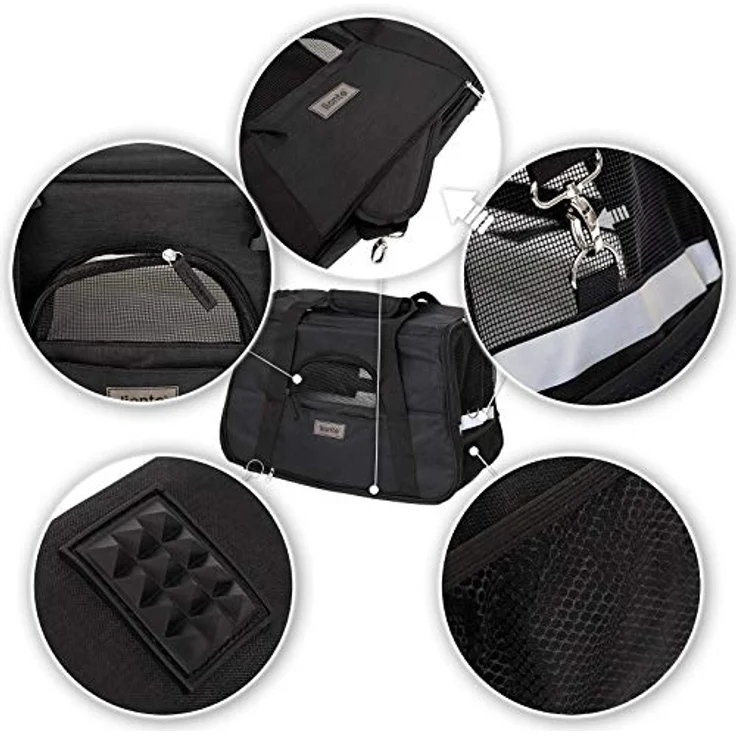 lionto Faltbare Hundetasche Hundebox Reisetasche für Haustiere Hundetransportbox Flugzeugtasche für Hunde, schwarz – Bild 4