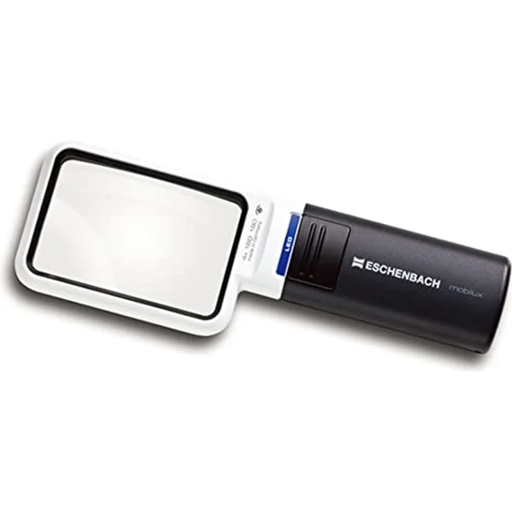 Eschenbach 15114 Optik Lupe Handlupe mit LED-Beleuchtung mobiluxLED Vergrößerng: 4x Linsengröße: 75x50mm – Bild 1