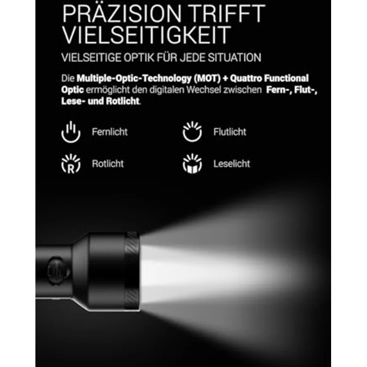 Zweibrüder ZB8T LED Taschenlampe, aufladbar mit USB-C, Rotlichtfunktion, Aluminiumgehäuse, IPX4 wasserdicht – Bild 4