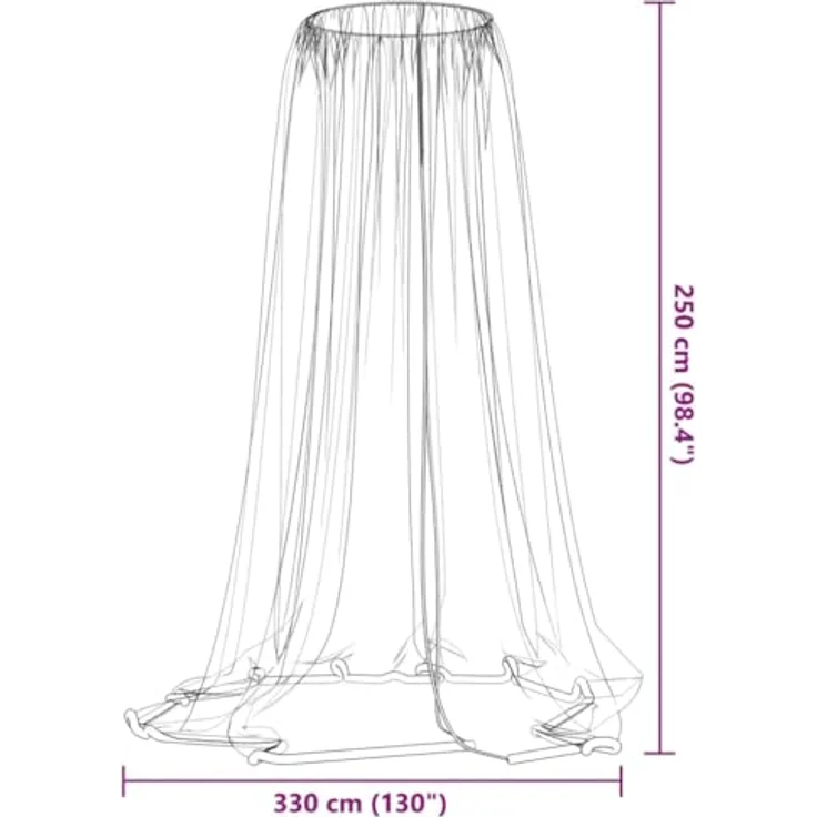 vidaXL Moskitonetz für Sonnenschirm, weiß, rund, 220 Mesh, Ø 330 cm, mit Reißverschluss und Wassersack – Bild 3