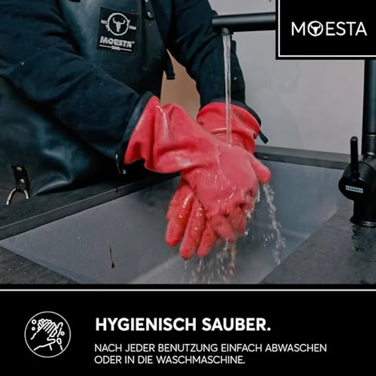Moesta BBQ Grillhandschuhe HeatPro Hitzehandschuhe - Grillhandschuh Silikon, hitzebeständig, Maschinenwäsche, hygienisch, Softies Innenfutter - Anthrazit - Preisvergleich – Bild 4