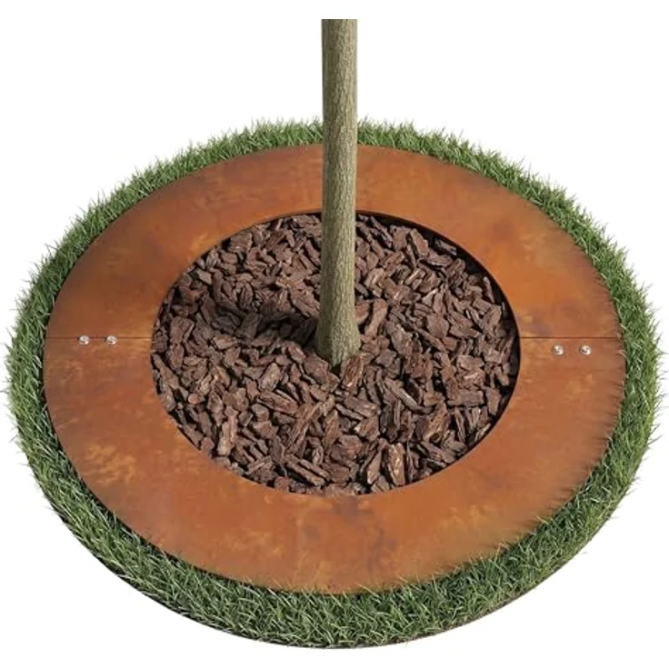 Relaxdays Baumring, Edelrost Baumscheibe, Ø 80 cm Cortenstahl Pflanzring in braun, Mähkante für Bäume und Sträucher – Bild 1