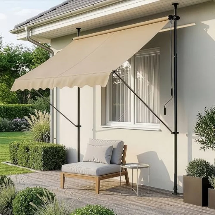 Klemmmarkise 150x120x200-300cm Markise Balkonmarkise -ohne Bohren- Protec – Bild 2