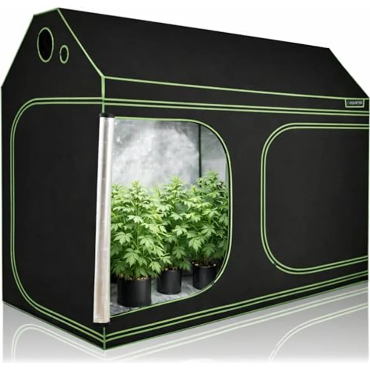 HIGHWERK MyHomeGrow Growzelt 240 x 120 x 180 cm, lichtdicht schwarz-grün, für Dachschräge, mit wasserdichtem Bodeneinsatz und 95% Lichtreflektion – Bild 4