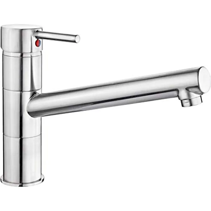 CORNAT Spültischarmatur "Zelina", Hochdruck-Armatur mit hochwertigem Messingkörper und Edelstahllook, 360° schwenkbarer Auslauf, leichtgängiger Bedienhebel, Wasser- und Geräuschreduzierung