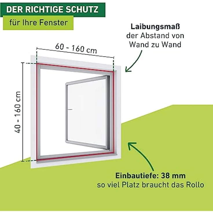 Windhager Insektenschutz Basic Rollofenster Alu, Insektenschutzrollo, Fliegengitterrollo, Selbstbausatz 160 x 160cm, weiß, 04502 – Bild 4