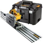 DeWalt Handkreissäge DWS520KTR-QS, variable Geschwindigkeit, 55 mm Schnitttiefe, Tstak VI Kitbox, AirLock-System, blau